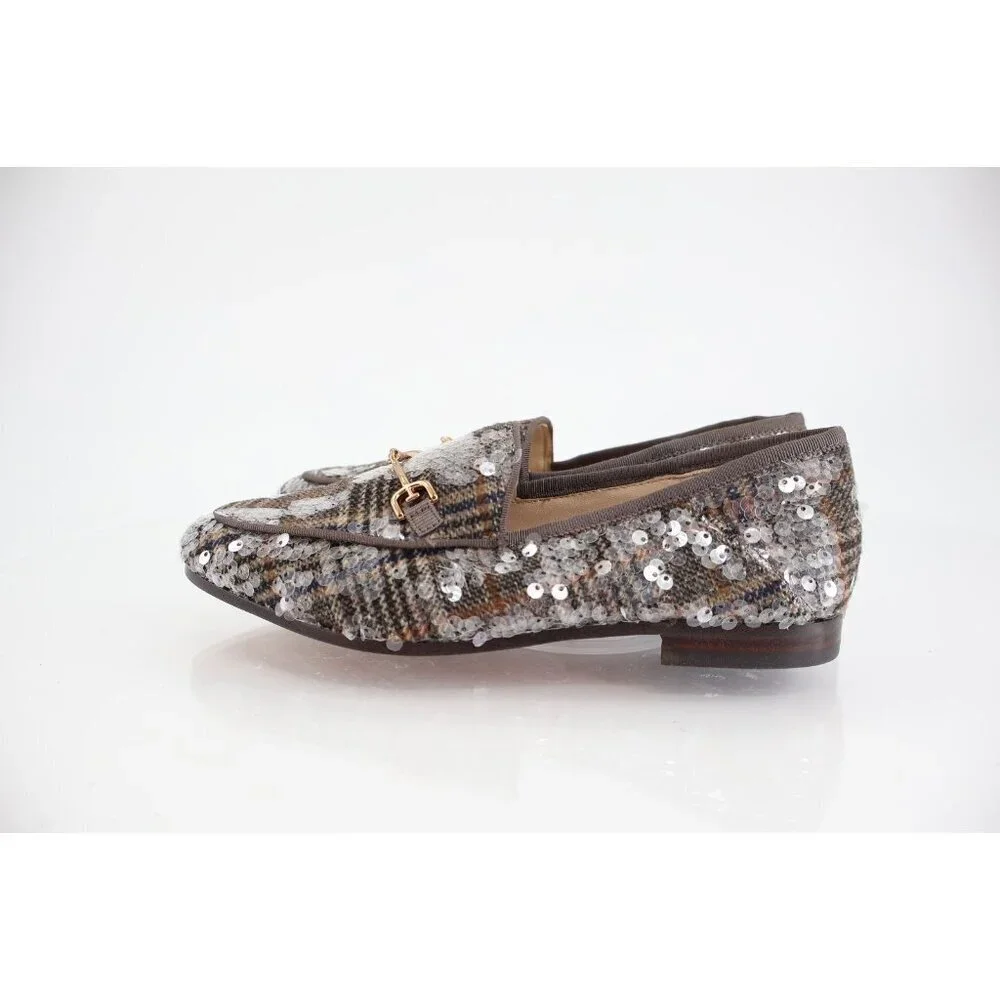 Sam Edelman Loraine Bit Loafer Shoe Grey Sequin Tweed Girls Size 4 Slip On